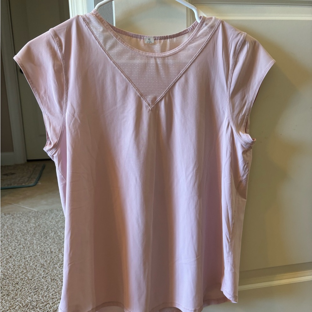 lululemon athletica Light Pink Short Sleeve Tee with Mesh V-Detail
